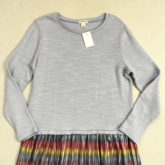 NWT J. Crew Crewcuts Girl Blue Knit Long Sleeve Metallic Rainbow Dress AP973 16 - Picture 4 of 8